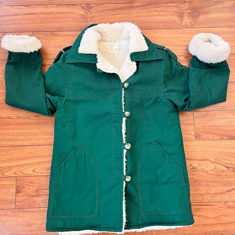 Amazing vintage Green Sherpa-Lined Jacket. Made in Canada